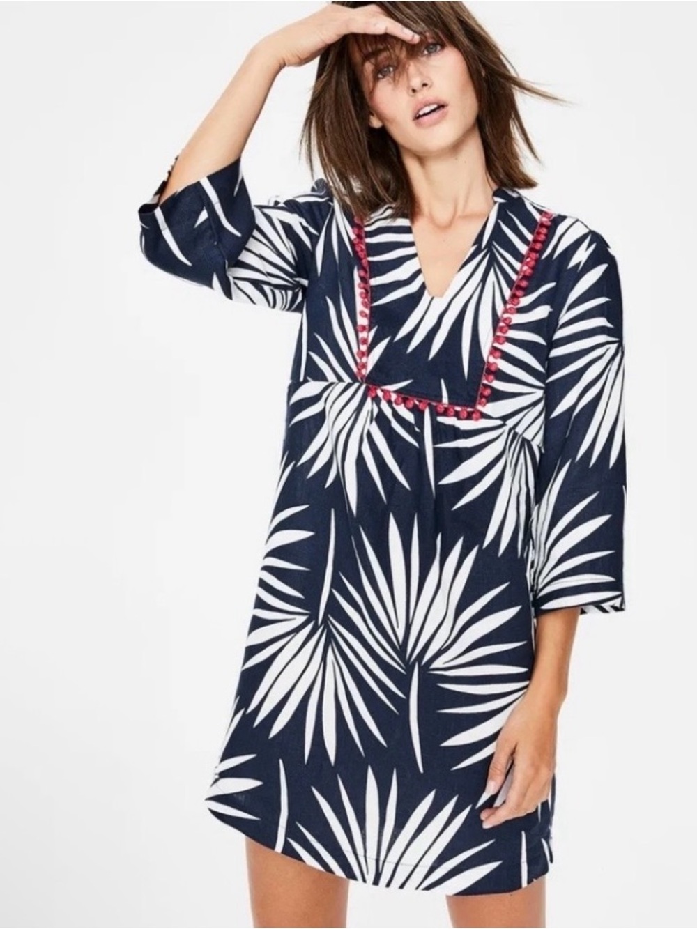 Boden Evangeline Linen Tunic Dress Size 8 MSRP $187 - Picture 3 of 7